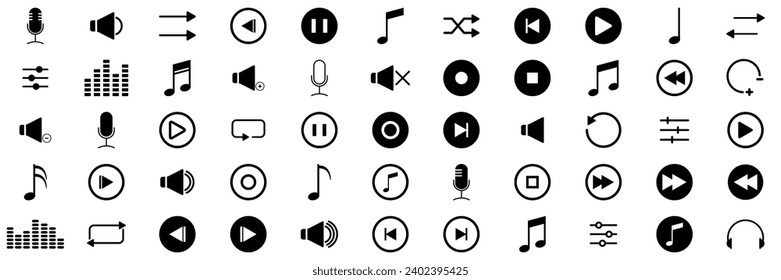  Icon Set of Music Related Vector Line