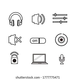 icon set music and sound with white background.