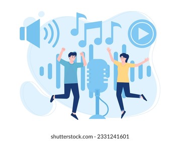 Icon set music trending concept flat illustration