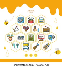 icon set music vector
