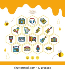icon set music vector