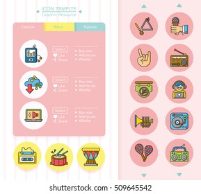 icon set music vector