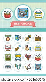 icon set music vector