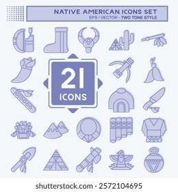 Icon Set Native American. related to Education symbol. two tone style. editable