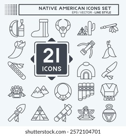 Icon Set Native American. related to Education symbol. line style. editable