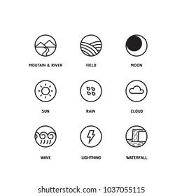 Icon set of natural and environment, white background, vector