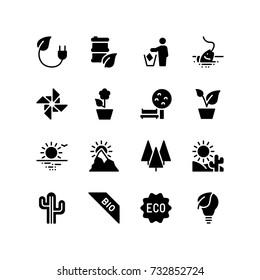 Icon set of nature and clean environment
