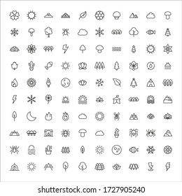 Icon set of nature. Editable vector pictograms isolated on a white background. Trendy outline symbols for mobile apps and website design. Premium pack of icons in trendy line style.