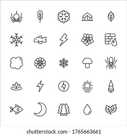 Icon set of nature. Editable vector pictograms isolated on a white background. Trendy outline symbols for mobile apps and website design. Premium pack of icons in trendy line style.