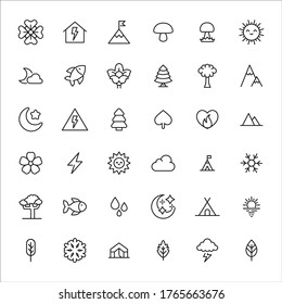 Icon set of nature. Editable vector pictograms isolated on a white background. Trendy outline symbols for mobile apps and website design. Premium pack of icons in trendy line style.