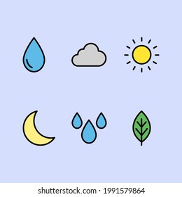 Conjunto de iconos del elemento de naturaleza