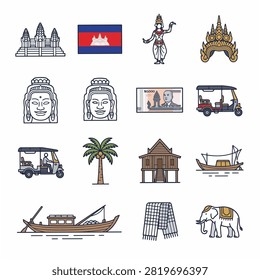 Icon set negara Cambodia 1
