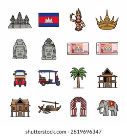 Icon set negara Cambodia 2