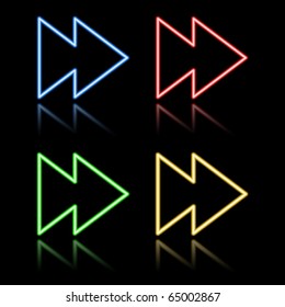 Icon set of neon buttons. Eps8