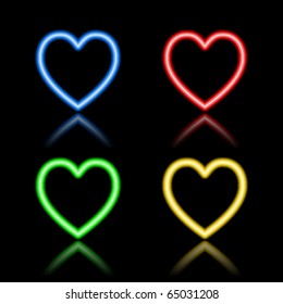 Icon set of neon buttons. Eps8