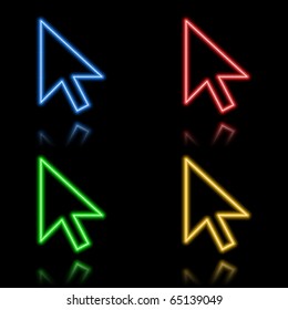 Icon set of neon buttons. Eps8