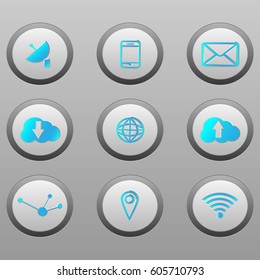 icon set network and internet modern on white gray background
