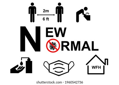 Icon Set of New normal lifestyle. Used as a marker for the prevention of the coronavirus outbreak.