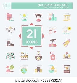 Icon Set Nuclear. related to Nuclear symbol. flat style. simple design editable. simple illustration