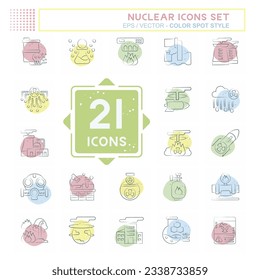 Icon Set Nuclear. related to Nuclear symbol. Color Spot Style. simple design editable. simple illustration