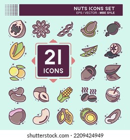 Icon Set Nuts. suitable for Nuts symbol. MBE style. simple design editable. design template vector. simple illustration