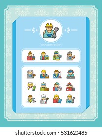 icon set occupation vector