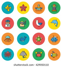 icon set ocean vector