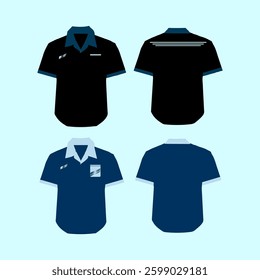 icon set of office clothes in blue and black