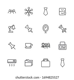 Icon set of office. Editable vector pictograms isolated on a white background. Trendy outline symbols for mobile apps and website design. Premium pack of icons in trendy line style.