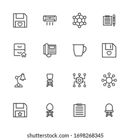 Icon set of office. Editable vector pictograms isolated on a white background. Trendy outline symbols for mobile apps and website design. Premium pack of icons in trendy line style.