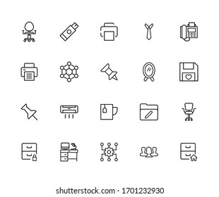 Icon set of office. Editable vector pictograms isolated on a white background. Trendy outline symbols for mobile apps and website design. Premium pack of icons in trendy line style.