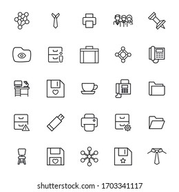 Icon set of office. Editable vector pictograms isolated on a white background. Trendy outline symbols for mobile apps and website design. Premium pack of icons in trendy line style.