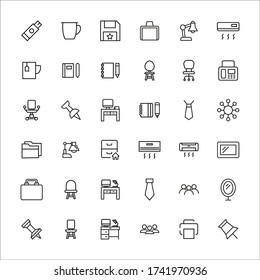 Icon set of office. Editable vector pictograms isolated on a white background. Trendy outline symbols for mobile apps and website design. Premium pack of icons in trendy line style.