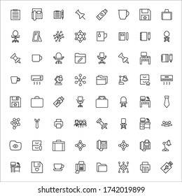 Icon set of office. Editable vector pictograms isolated on a white background. Trendy outline symbols for mobile apps and website design. Premium pack of icons in trendy line style.