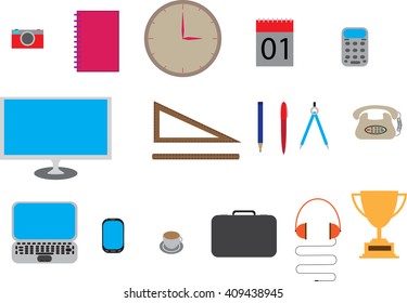 Icon Set of Office Equipment