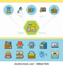 icon set office vector