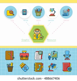 icon set office vector