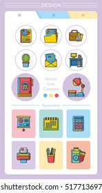 icon set office vector