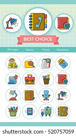 icon set office vector