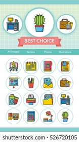 icon set office vector