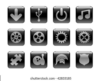 Icon set on the Electronic Media Theme. Black and white pictograms on the theme of the media. I've used my own designed symbols/signs.