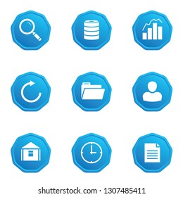 Icon set on polygonal buttons