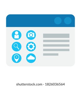 conjunto de iconos en el diseño de sitios web, comunicación multimedia de medios sociales y marketing digital Tema de marketing vectorial ilustración