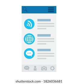 icon set on website screenshot design, Social media multimedia communication and digital marketing theme Vector illustration