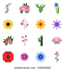 Icon set on a white background. Button floret. Vector floral