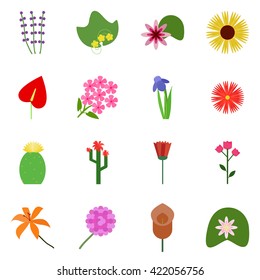 Icon set on a white background. Icons flowering. Vector floral