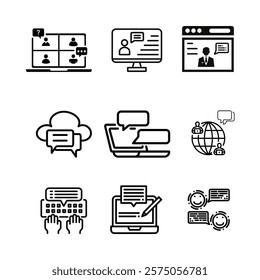 Icon set online chat. Bubble, Online Messaging, Bubble, Message, Discussion, Communication, Speech, Community.