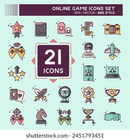 Icon Set Online Game. related to Hobby symbol. MBE style. simple design illustration
