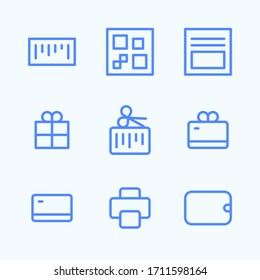 Icon set of the online payment methods. Digital and electronic commerce icons. Round and thin vector illustration of the digital banking.  