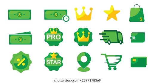 icon set of online sales, various market place application design vectors, eps 10
